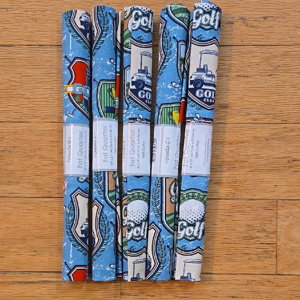 Lot Of 5Create It 18" X 21" Cotton Fabric Quarters Adventure Golf Ball